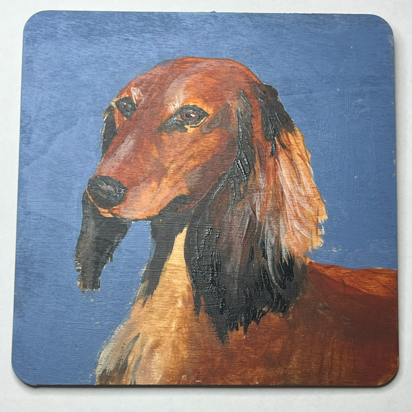 Longhaired Dachshund Wood Panel